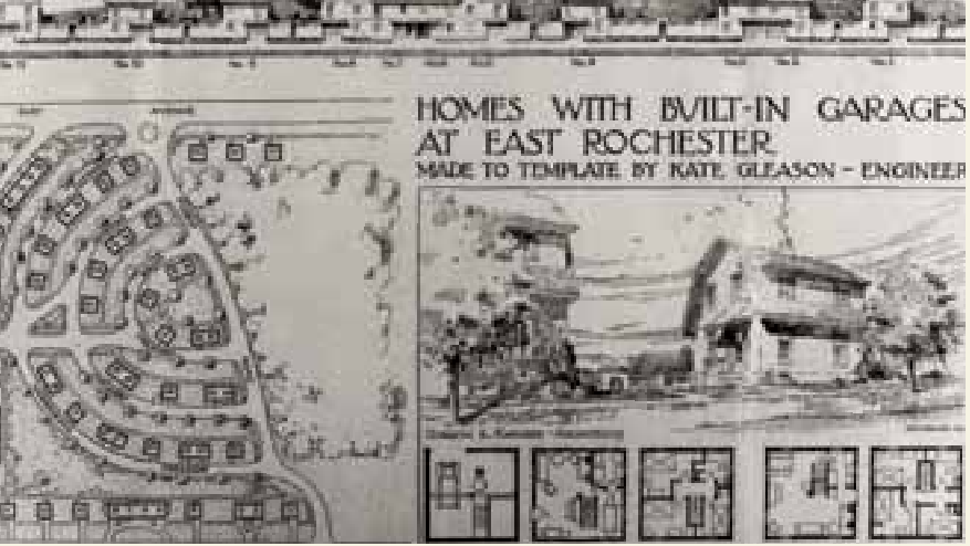 Newspaper showcasing Kate Gleason's work on a housing project