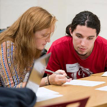 two students working together